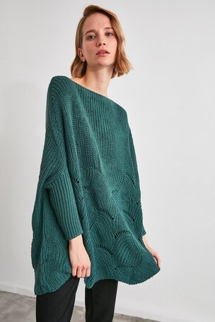 Trendyol Green Oversized Knit Jumper