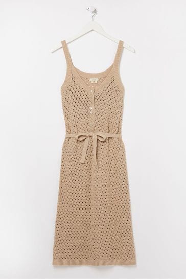 Buy FatFace Natural Strappy Knitted Beach Dress from Next Luxembourg