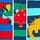 Blue/Red/Green Stripe Dino