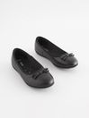 Black Matt Wide Fit (G) School Leather Ballet Shoes, Wide Fit (G)