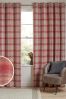 Red Tweedy Cranford Curtains, Eyelet Lined