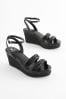 Black Regular/Wide Fit Forever Comfort® Double Strap Wedges, Regular/Wide Fit