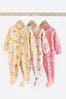 Peach Pink Baby Floral Sleepsuit 3 Pack (0mths-2yrs)