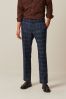 Navy Slim Trimmed Check Trousers, Slim Fit