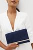 Navy Clutch Bag With Detachable Cross-Body Chain