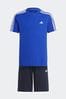 adidas Blue/Black Sportswear Train Essentials Aeroready 3-Stripes Regular-Fit Training Set