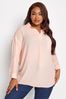 Yours Curve Light Pink Long Sleeved Half Placket Blouse