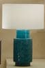 Pacific Teal Blue Sidra Aquamarine Stoneware Etch Detail Table Lamp