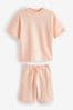 Peach Relax Fit Heavyweight T-Shirt and Shorts Set (3-16yrs)