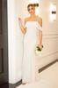 Sistaglam Bardot Verziertes Maxikleid mit Fischschwanz für die Braut​​​​​​​