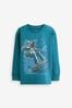 Marineblau, Astronaut - Langärmeliges Grafik-T-Shirt (3-16yrs)