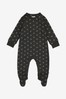 The Little Tailor Grey Jersey Print Rocking Horse Sleepsuit