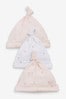 Pink Baby 3 Pack Tie Top Hats (0-18mths)