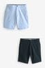 Navy/Light Blue Oxford Straight Fit Stretch Chinos Shorts 2 Pack, Straight Fit