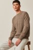 Brown Regular Fine Cable Knitted Jumper