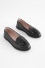 Black Standard Fit (F) School Leather Tassel Loafers