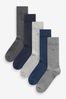 Navy/Grey 5 Pack Cushioned Sole Comfort Socks