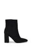 Linzi Black Scout Faux Suede Square Toe Heeled Boots With Side Zip