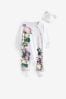 Baker by Ted Baker Mirror Floral White Sleepsuit And Hat Set