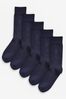 Navy Blue Logo Embroidered Lasting Fresh Socks, 5 Pack