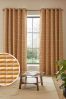 Ochre Yellow Geometric Chenille Eyelet Lined Curtains