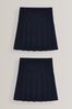 Navy Blue Regular Waist Pleat Skirts 2 Pack (3-16yrs), Regular Waist