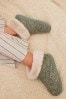 Green Cable Knit Boot Slippers