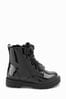 Black Patent Standard Fit (F) Warm Lined Lace-Up Boots, Standard Fit (F)