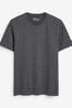 Grey Charcoal Marl Regular Fit Essential Crew Neck Cotton T-Shirt, Regular Fit