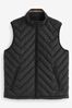 Black Chevron Funnel Neck Quilted Gilet