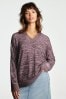 Purple Cosy Lightweight Soft Touch Longline V-Neck Jumper Top
