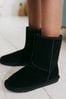 Black Warm Lined Water Repellent Suede Pull-On Boots