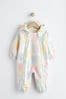 Pastel Yellow/ Pink/ Lilac Heart Baby Packable All-In-One Pramsuit (0mths-2yrs)