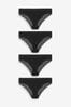 Black Bikini Cotton and Lace Knickers 4 Pack, Bikini