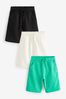 Green/Black/Off White 3 Pack Basic Jersey Shorts (3-16yrs), 3 Pack