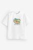 White Skull Dino Relaxed Fit Short Sleeve Graphic T-Shirt Sweatshirts (3-16yrs)