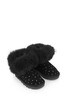 Girls Black Suede Boots With Faux Fur Trim