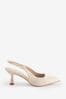 Linzi Cream Presley Slingback Court Shoes With Stiletto Heels
