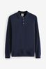 Navy Blue Textured Regular Long Sleeve Knit Polo Shirt