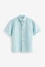 Blue Short Sleeve Textured Shirt (3-16yrs)