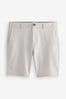 Light Grey Stretch Chino Shorts, Straight Fit