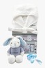 Babyblooms Personalised Blue Bathrobe and Baby Bunny Soft Toy
