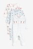 White Soldiers 3 Pack Embroidered Baby Sleepsuits (0-2yrs)