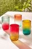 Multi Bright Plastic Picnic Drinkware Set of 4 Tumbler Glasses, Set of 4 Tumbler Glasses