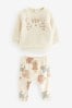 Creme/Figur - Kuscheliges Baby Fleece-Sweatshirt und Leggings 2-teilig (0 Monate bis 2 Jahre)