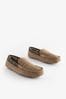 Stone Brown Luxury Signature Suede Moccasin Slippers