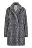 Grey Yumi Snakeskin Print Faux Fur Coat