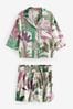 Green/Pink Button Through Short Set Pyjamas