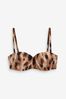 Animal Ruched Shaping Wired Bandeau Bikini Top