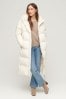 Superdry White Longline Hooded Puffer Gilet